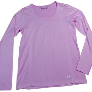 Under Armour Threadborne Shirt Women XL Pink Long Sleeve Fitted Lightweight Gym